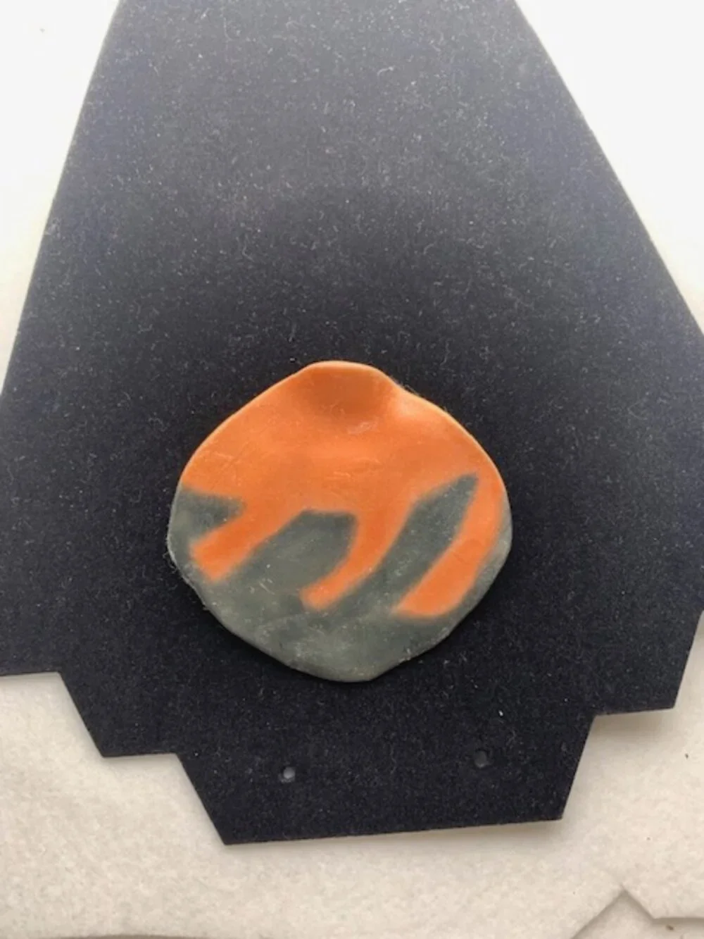 Unique Vintage abstract design ceramic pin from the 70's